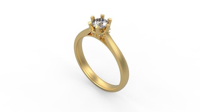 Woman Solitaire Ring 727 3D print model