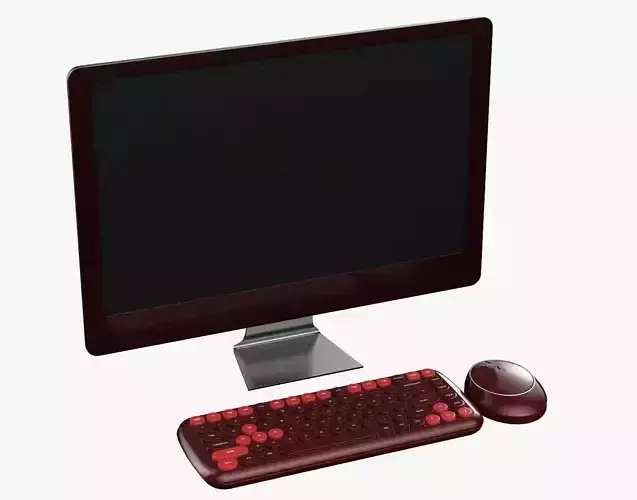 Wireless Pc Set Monitor Keyboard Mouse Red Wine Version