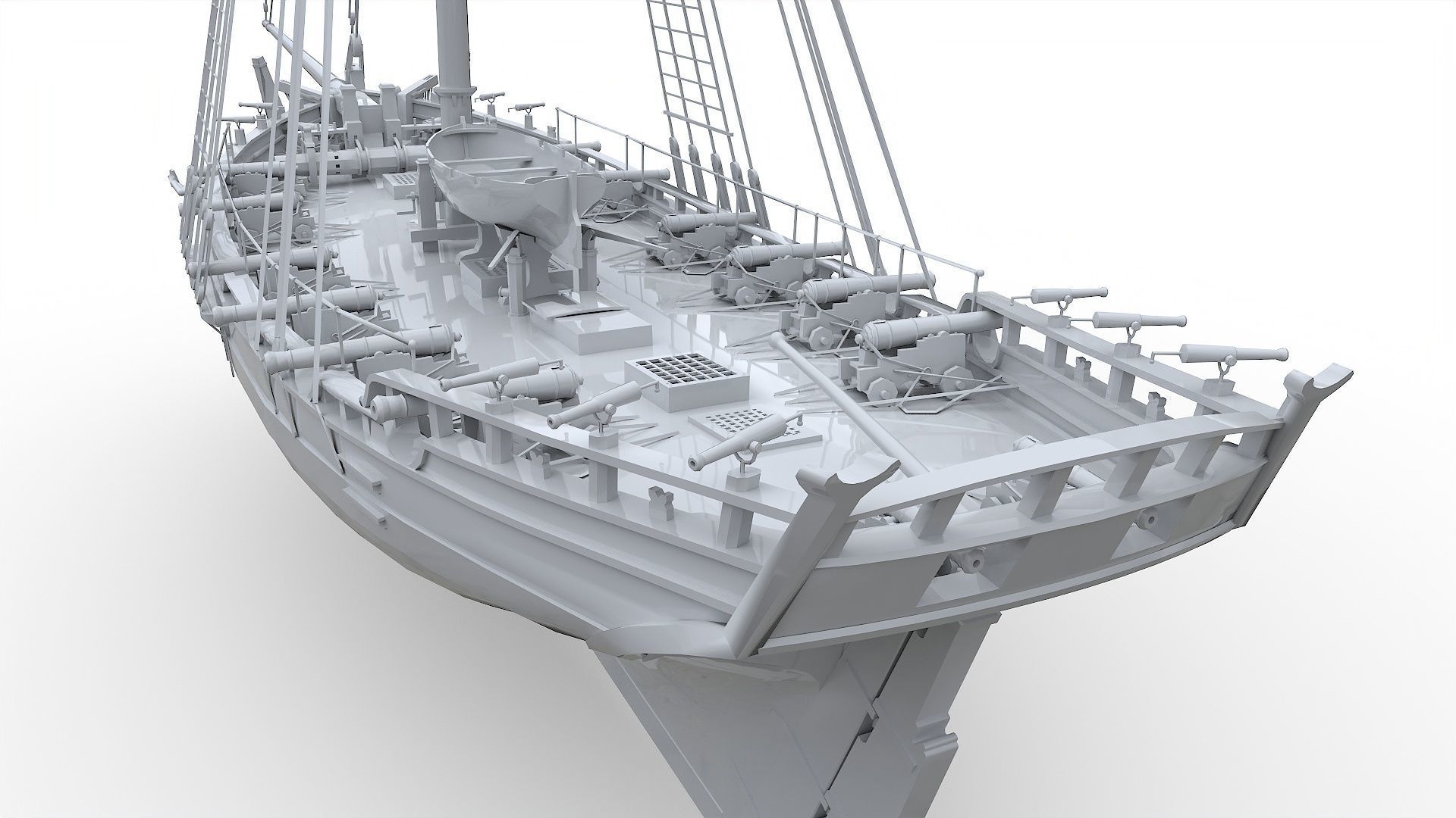 HMS Alert 1777 Cutter Low-poly 3D model_13