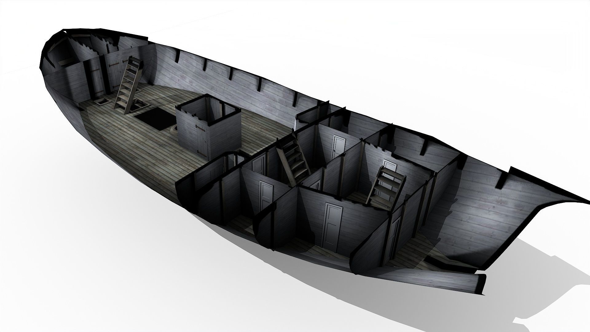 HMS Alert 1777 Cutter Low-poly 3D model_10
