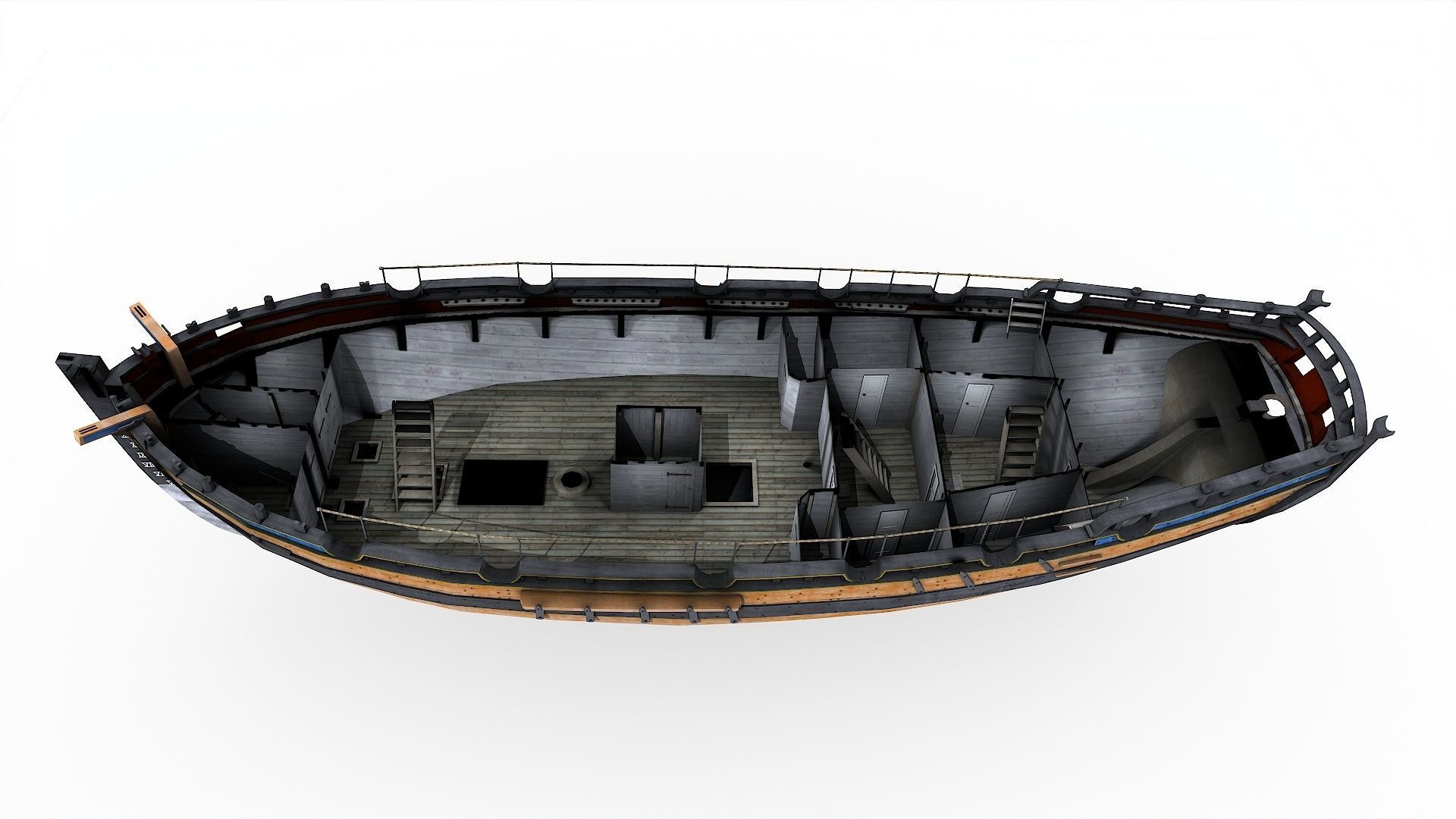 HMS Alert 1777 Cutter Low-poly 3D model_8
