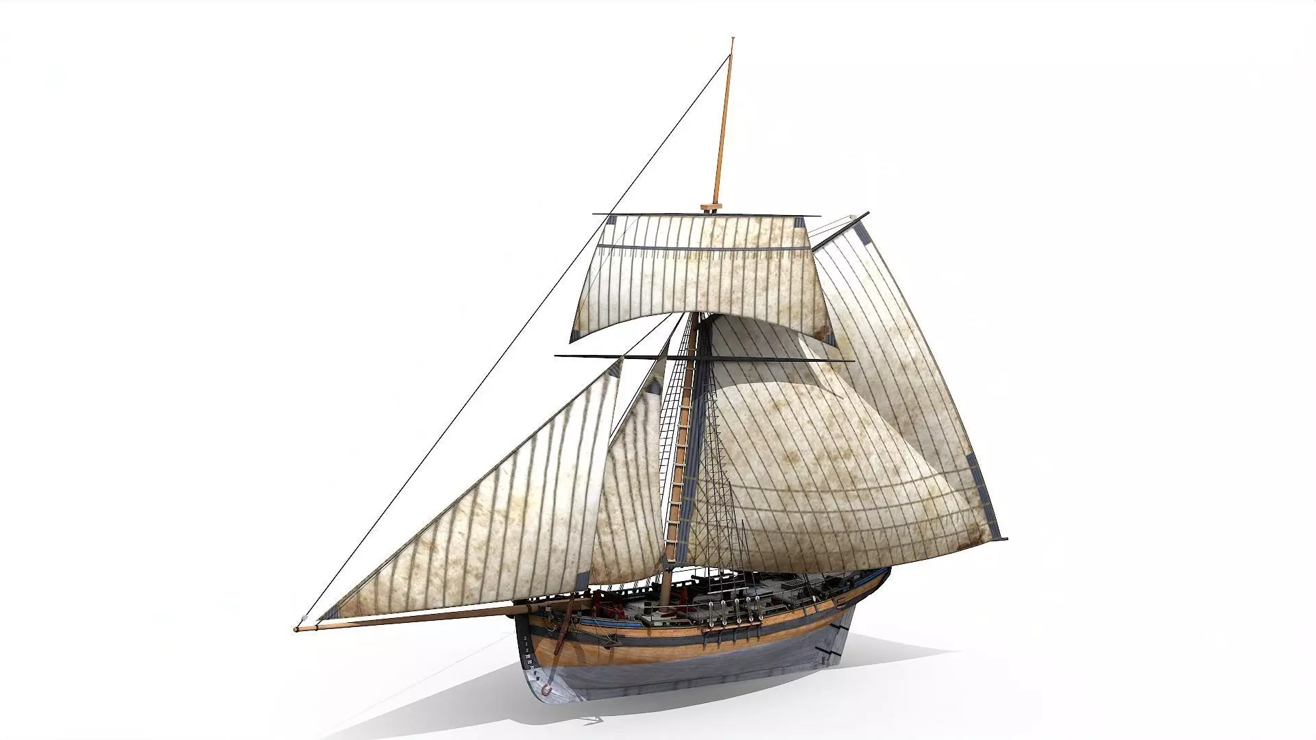 HMS Alert 1777 Cutter Low-poly 3D model_0