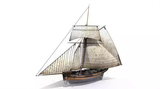 HMS Alert 1777 Cutter Low-poly 3D model