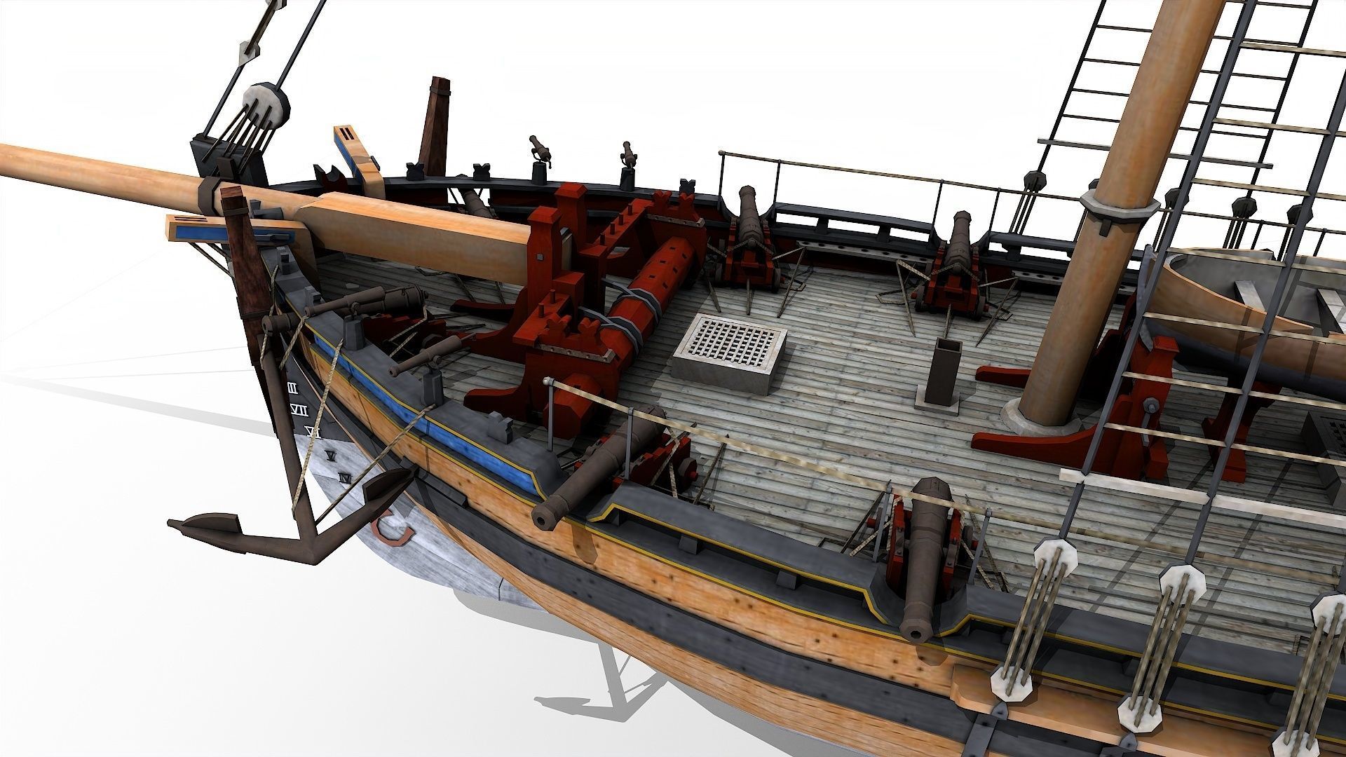 HMS Alert 1777 Cutter Low-poly 3D model_6