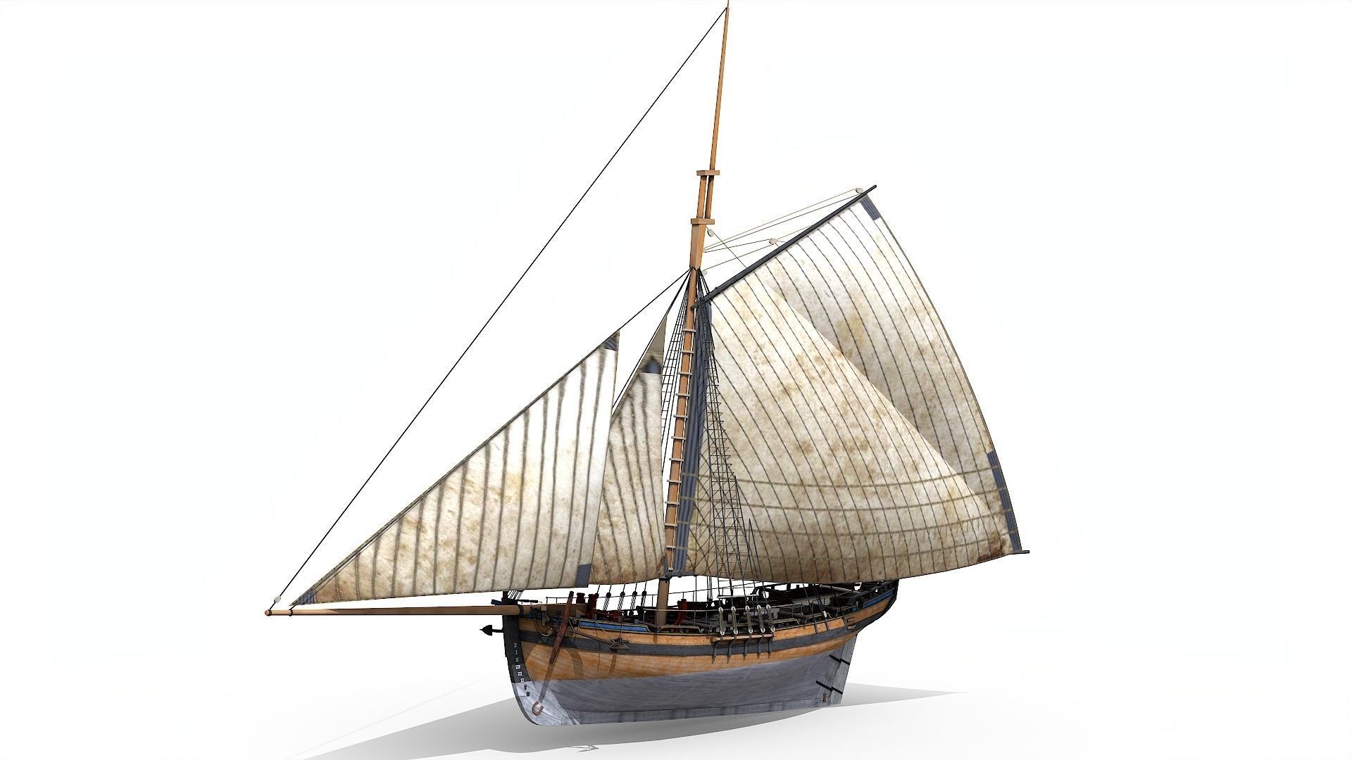 HMS Alert 1777 Cutter Low-poly 3D model_2