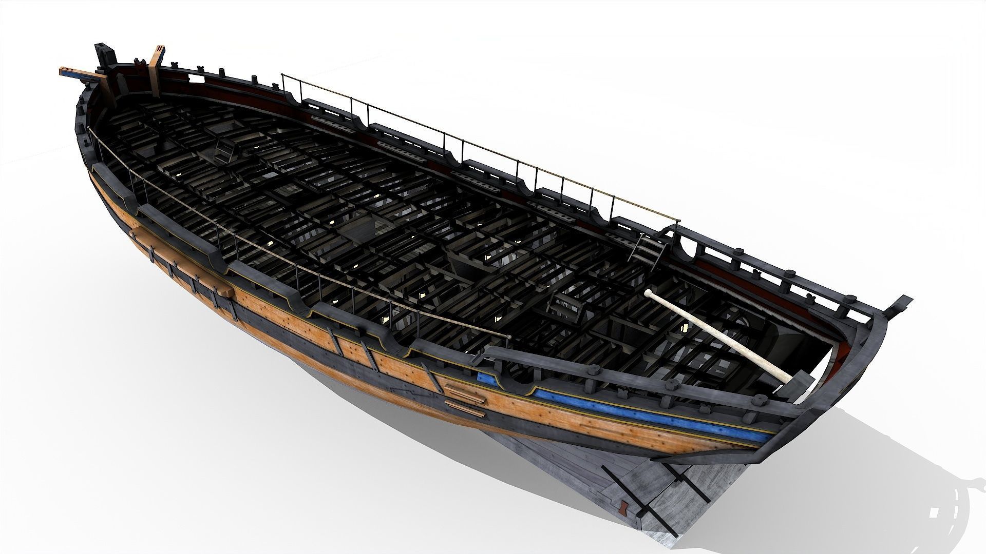 HMS Alert 1777 Cutter Low-poly 3D model_7