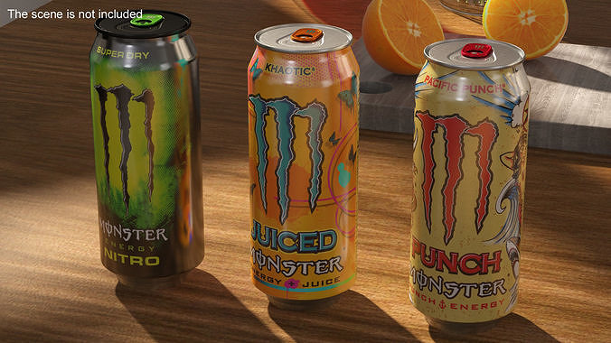 Monster Energy Drinks Set 3D model 3
