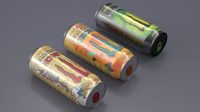 Monster Energy Drinks Set 3D model 6