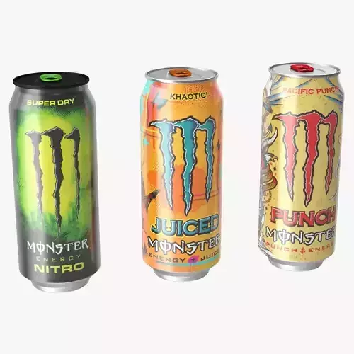 Monster Energy Drinks Set 3D model