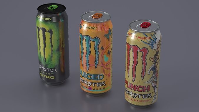 Monster Energy Drinks Set 3D model 5