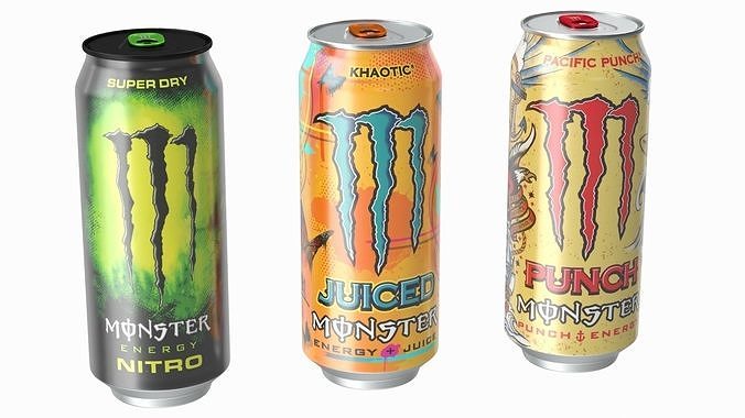 Monster Energy Drinks Set 3D model 2