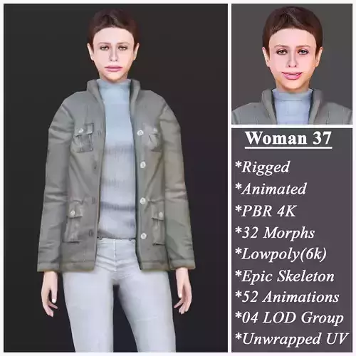 Woman 37 With 52 Animations 32 Morphs