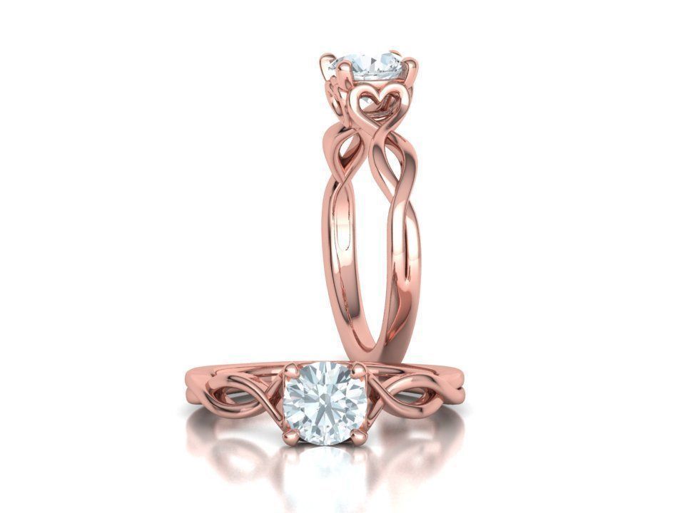 1ct Solitaire Heart Ring 4 prong Paradise design 3dmodel 3D print model_2