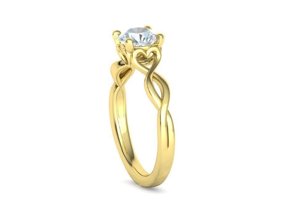 1ct Solitaire Heart Ring 4 prong Paradise design 3dmodel 3D print model_27