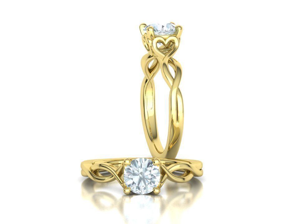 1ct Solitaire Heart Ring 4 prong Paradise design 3dmodel 3D print model_3