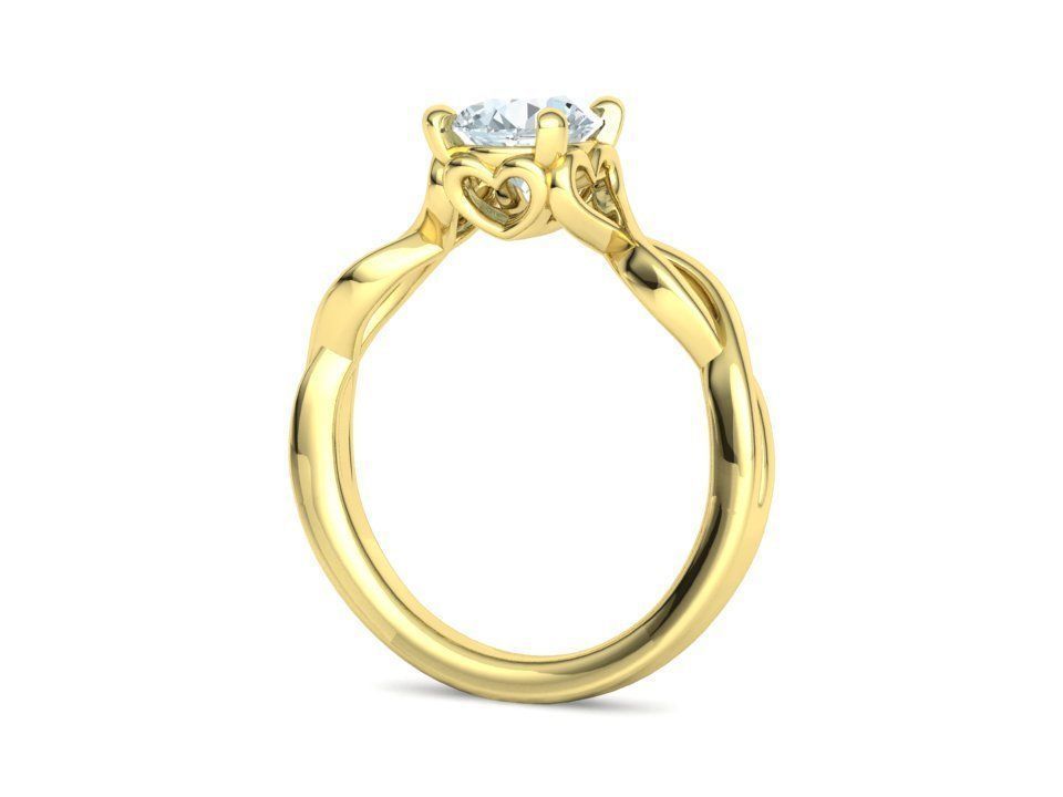 1ct Solitaire Heart Ring 4 prong Paradise design 3dmodel 3D print model_24