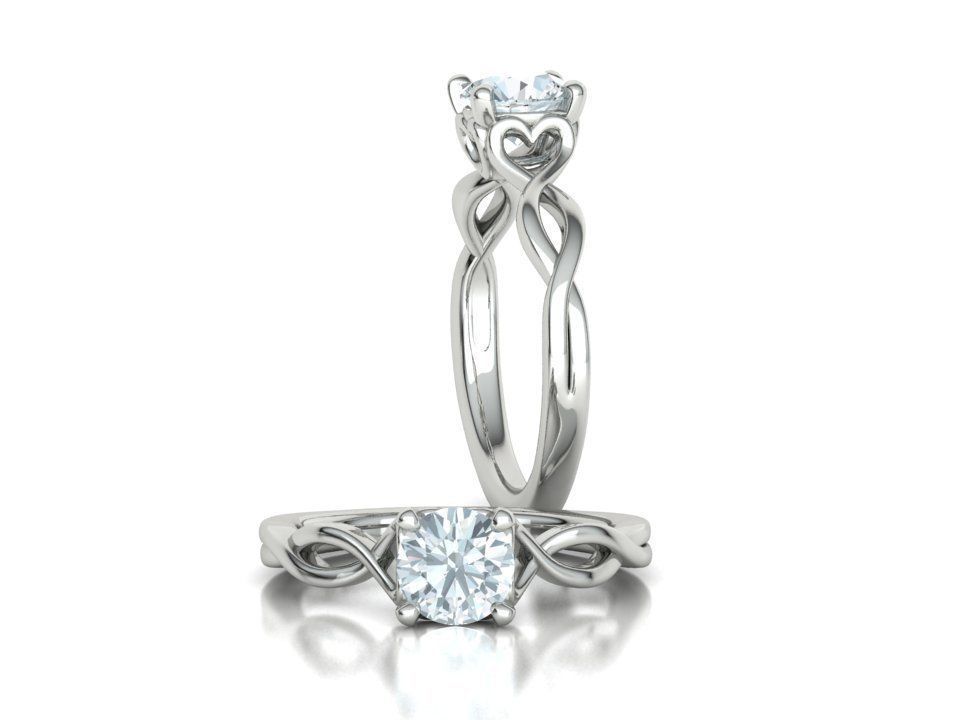 1ct Solitaire Heart Ring 4 prong Paradise design 3dmodel 3D print model_4