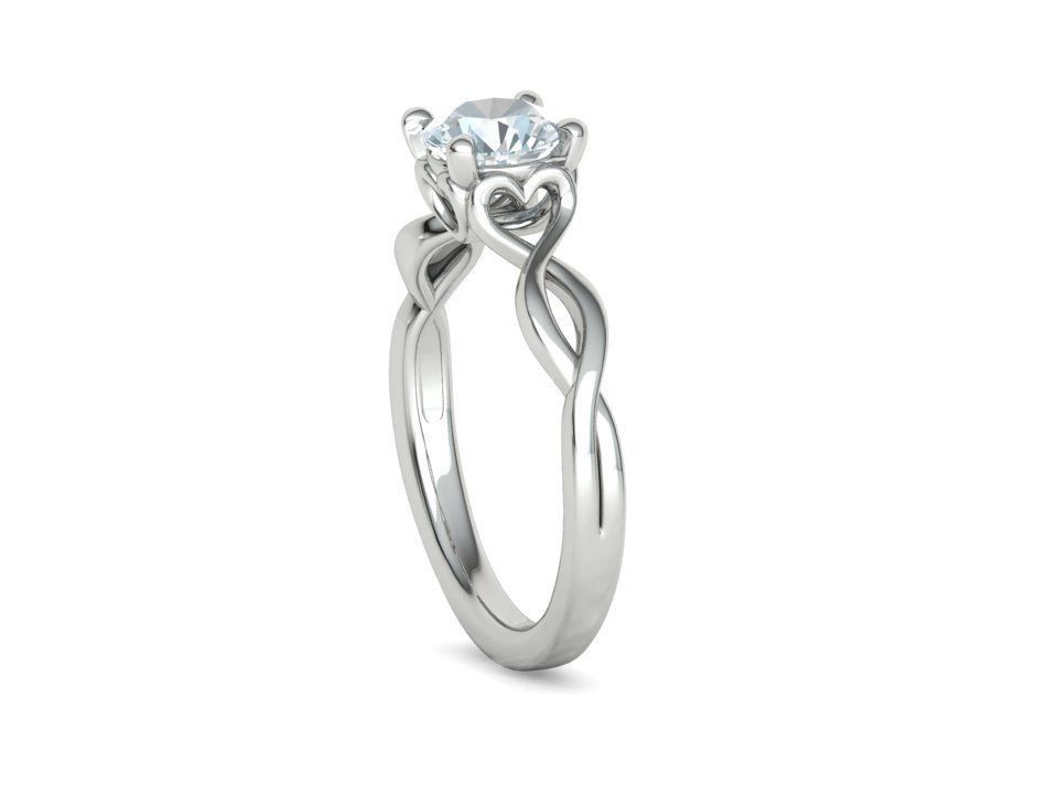 1ct Solitaire Heart Ring 4 prong Paradise design 3dmodel 3D print model_28