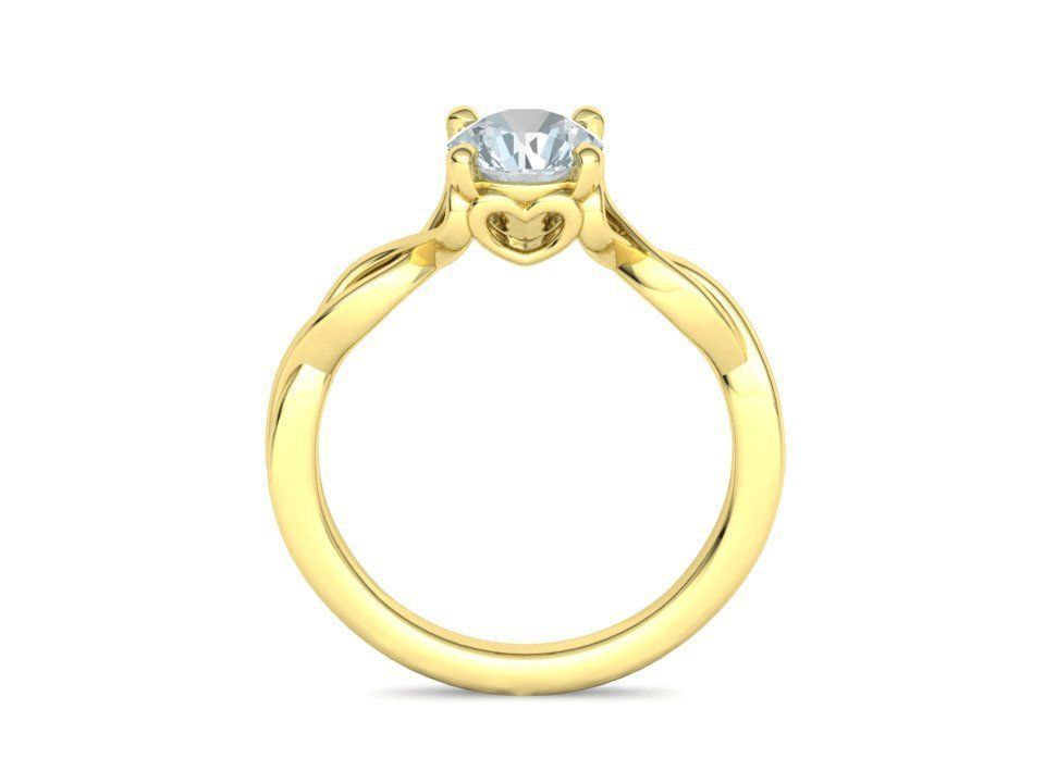 1ct Solitaire Heart Ring 4 prong Paradise design 3dmodel 3D print model_21