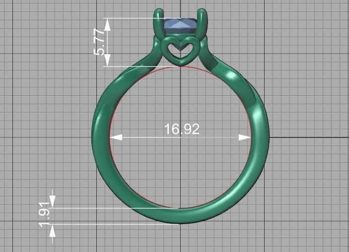 1ct Solitaire Heart Ring 4 prong Paradise design 3dmodel 3D print model_12