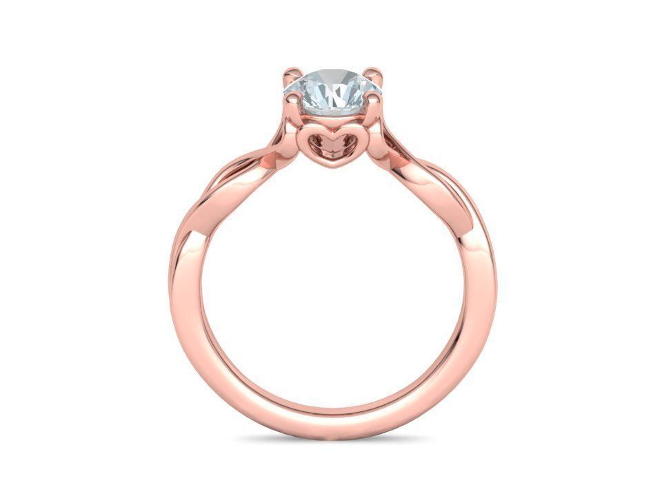 1ct Solitaire Heart Ring 4 prong Paradise design 3dmodel 3D print model_20