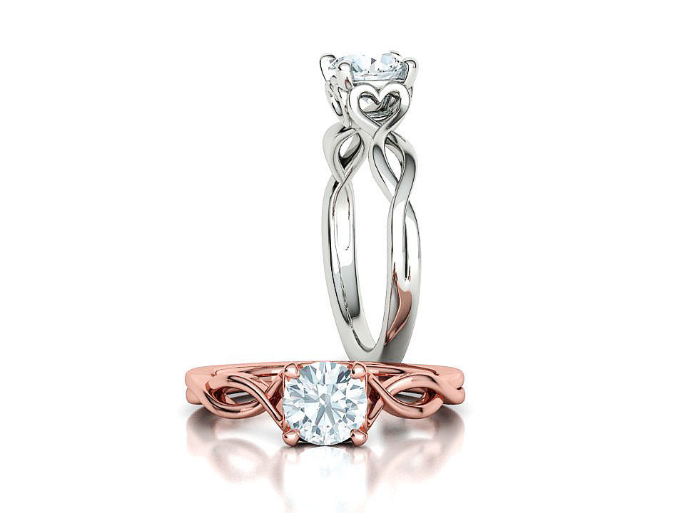 1ct Solitaire Heart Ring 4 prong Paradise design 3dmodel 3D print model_1