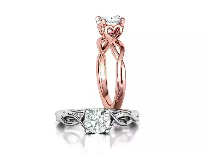 1ct Solitaire Heart Ring 4 prong Paradise design 3dmodel