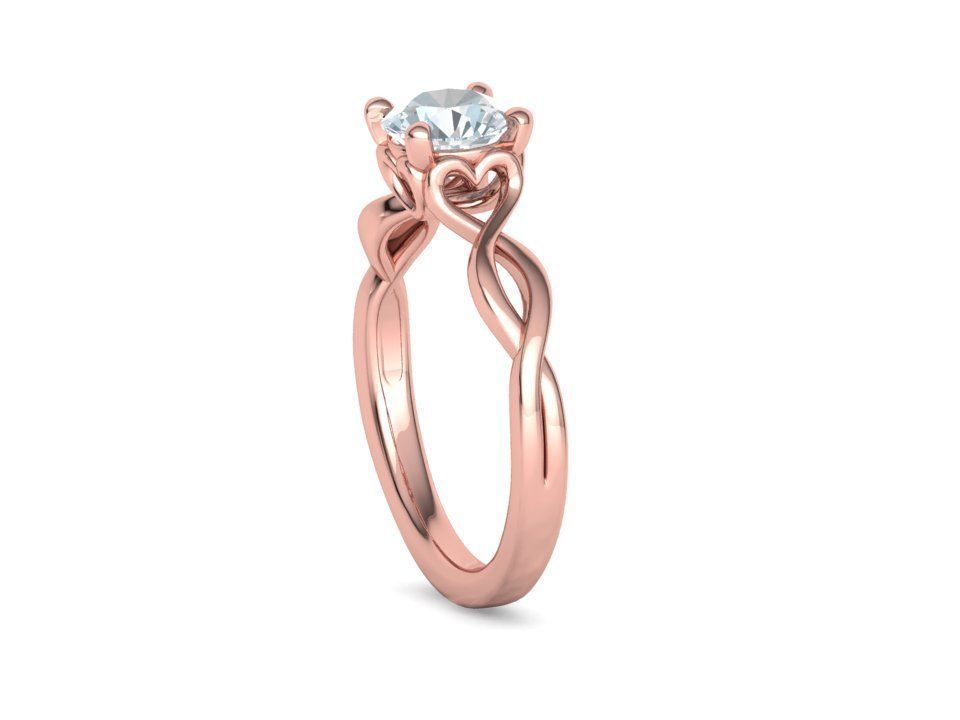 1ct Solitaire Heart Ring 4 prong Paradise design 3dmodel 3D print model_26