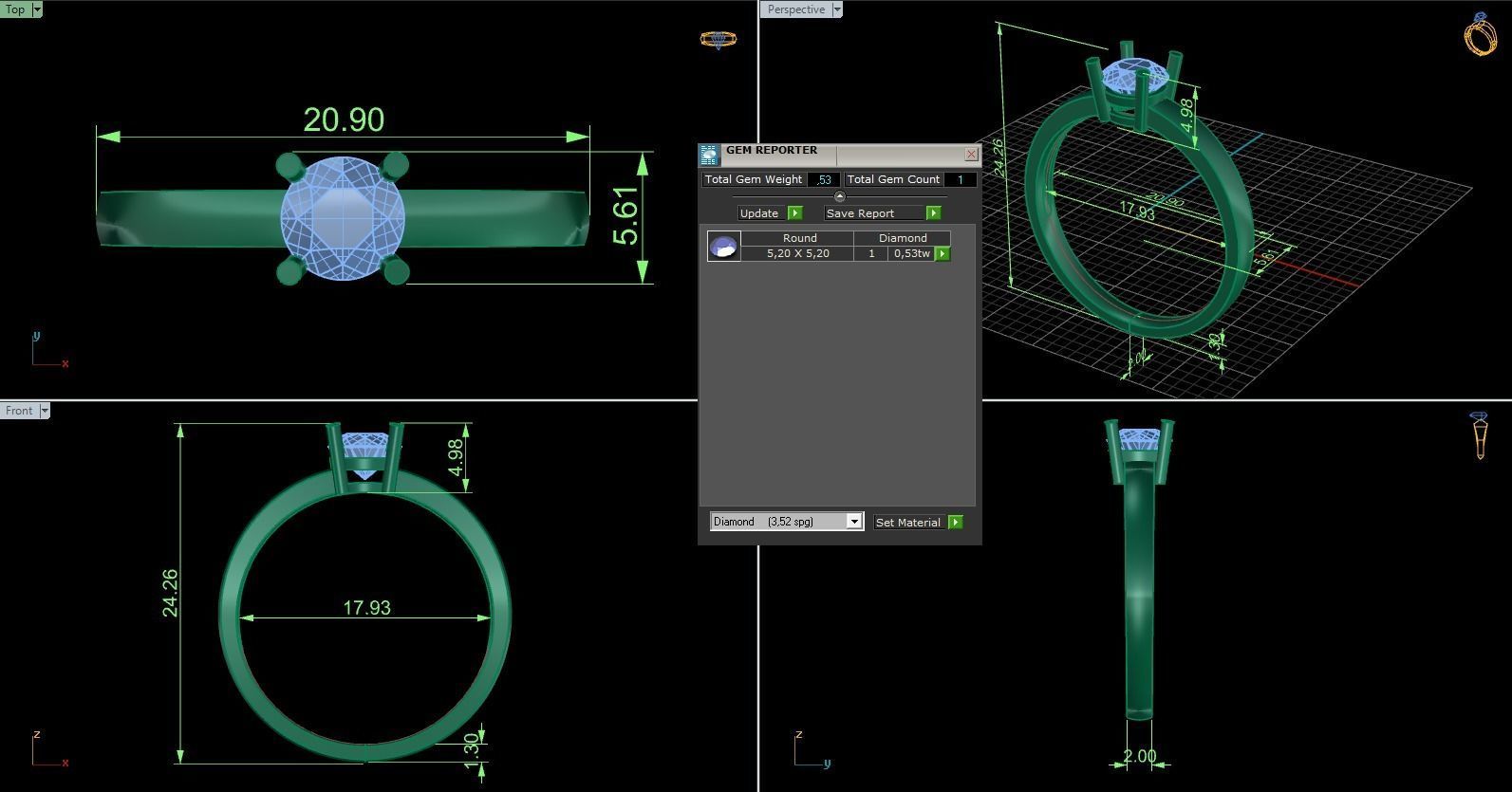 Woman Solitaire Ring 729 3D print model_5