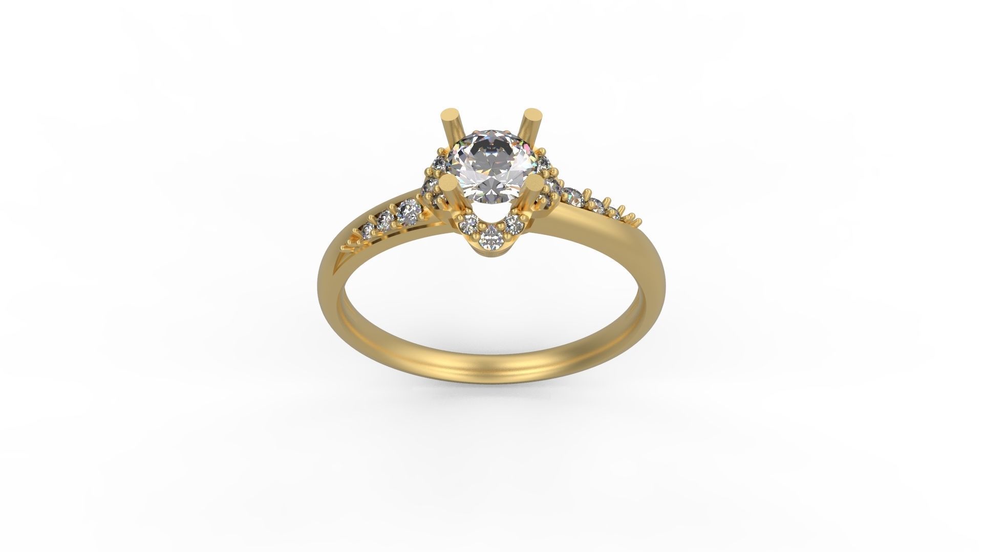 Woman Solitaire Ring 738 3D print model_4