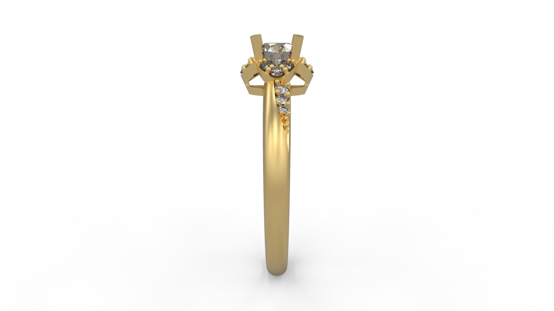 Woman Solitaire Ring 738 3D print model_3