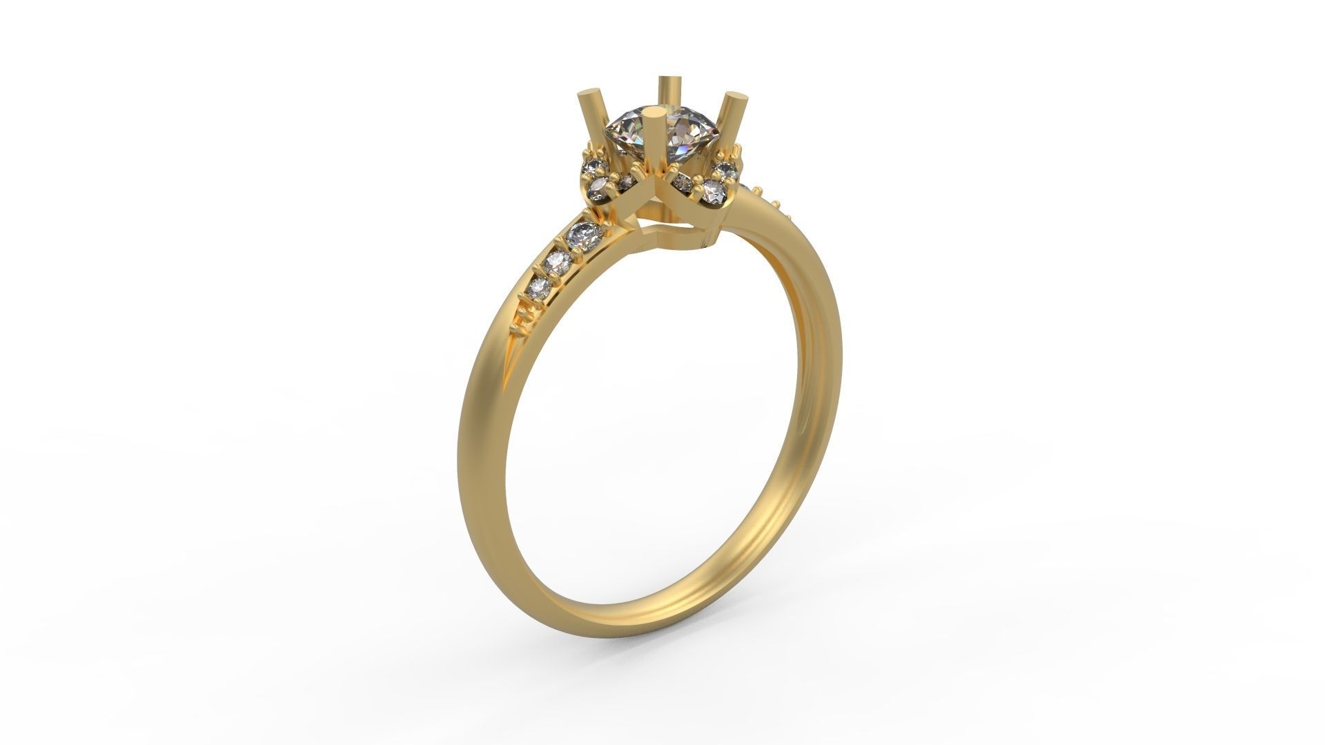 Woman Solitaire Ring 738 3D print model_1