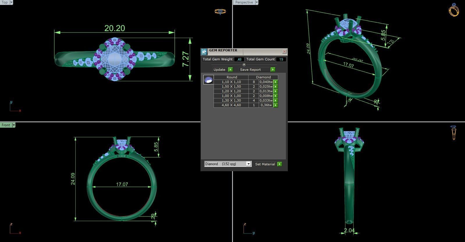 Woman Solitaire Ring 738 3D print model_6