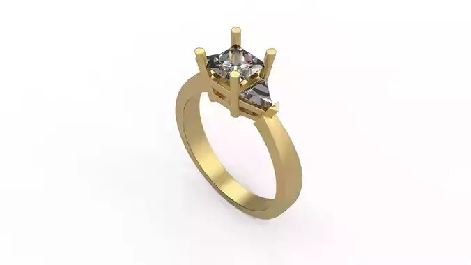 Woman Solitaire Ring 747 3D print model