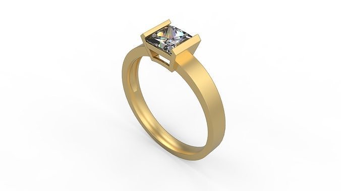 Woman Solitaire Ring 720 3D print model
