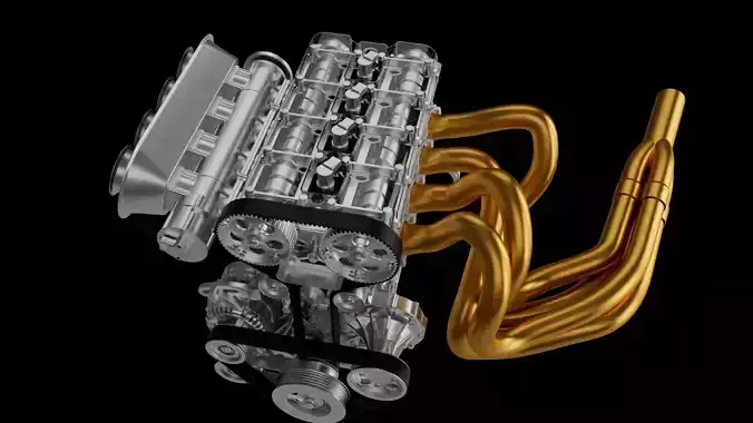 V4 car piston engine 3D print model