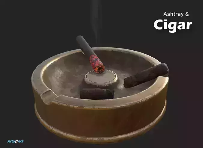 Ashtray And Cigar WW2 German Military Game-ready Free low-poly 3D model