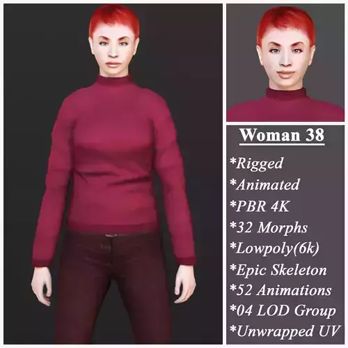 Woman 38 With 52 Animations 32 Morphs