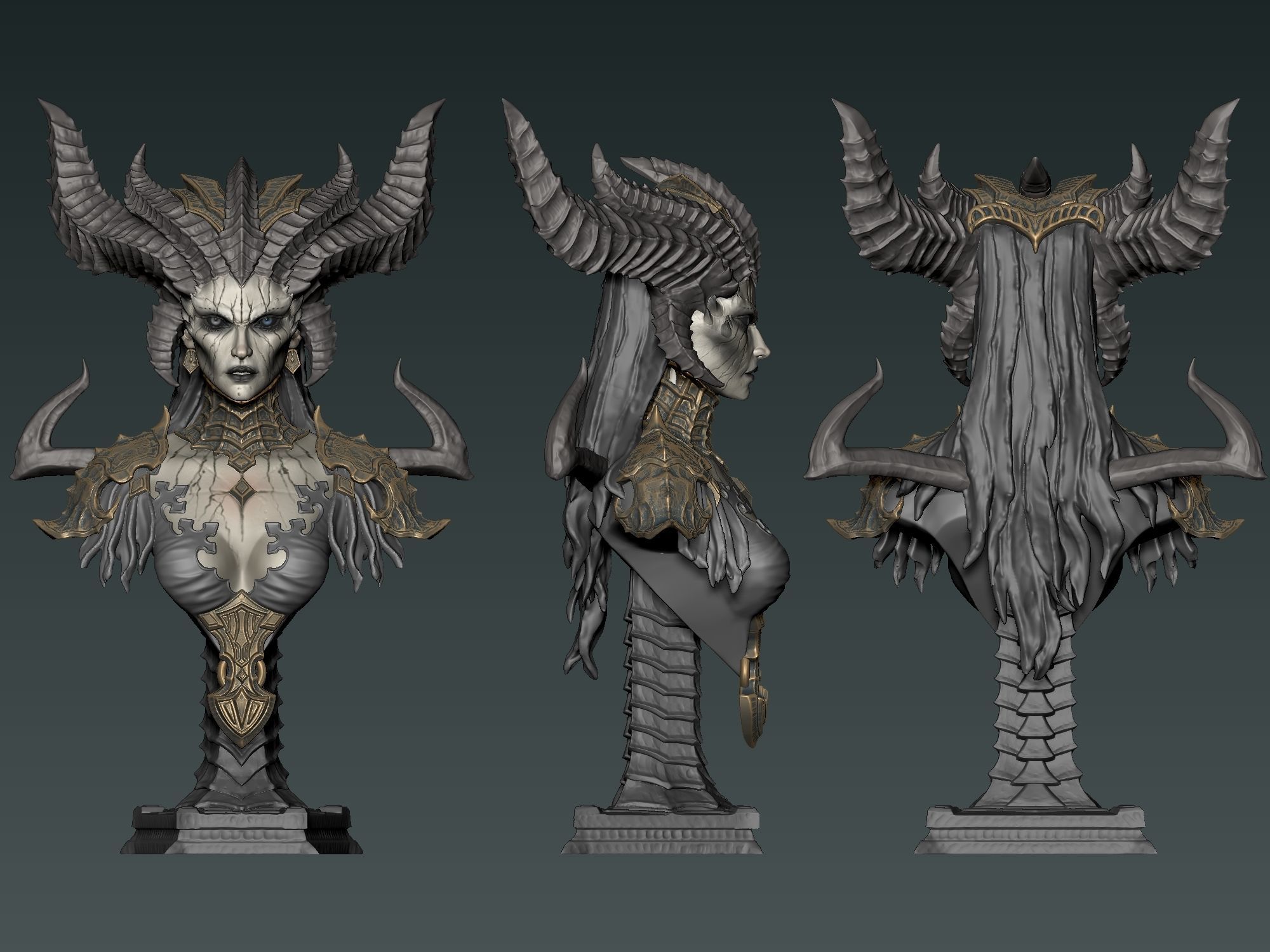 Lilith Bust 3D print model_3