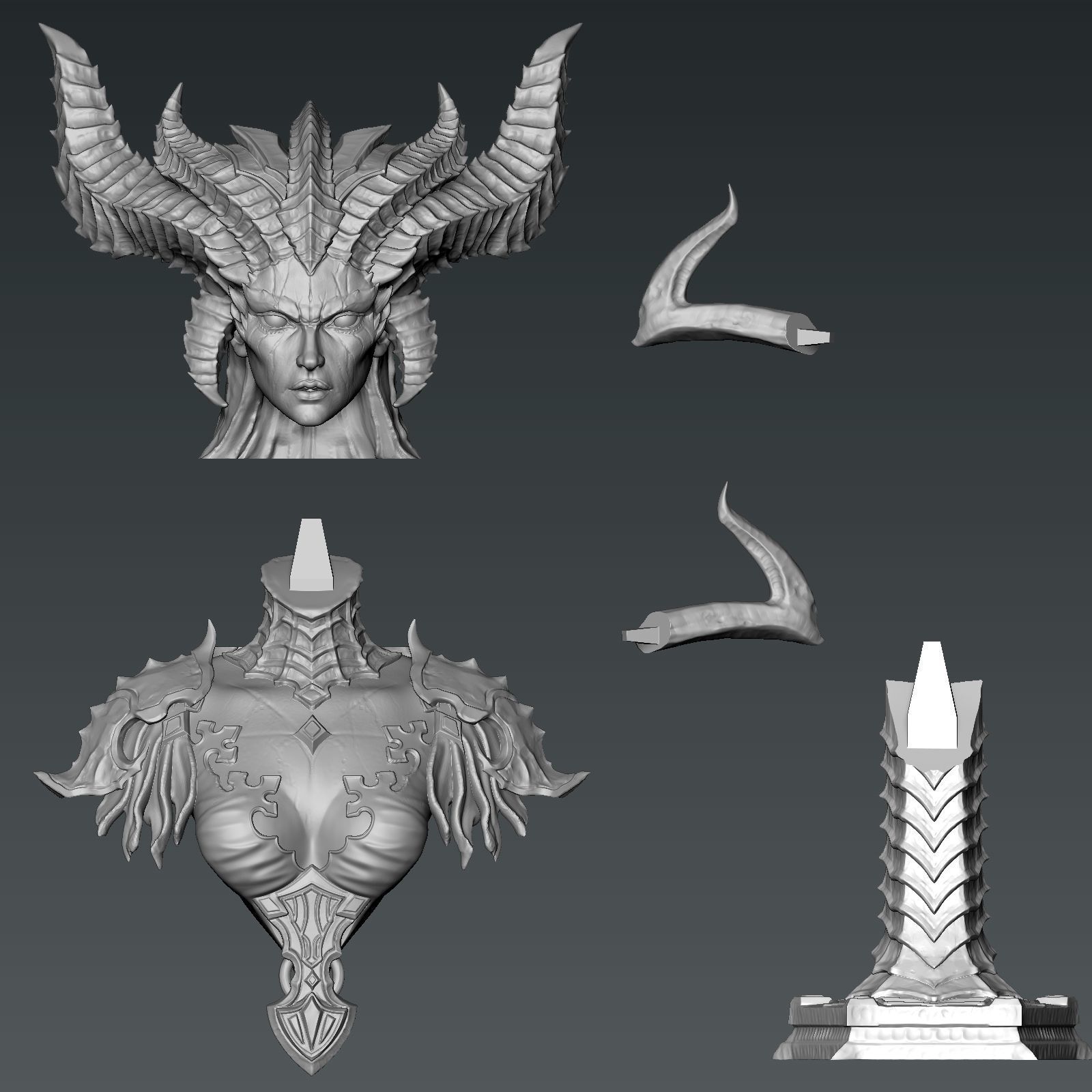 Lilith Bust 3D print model_13