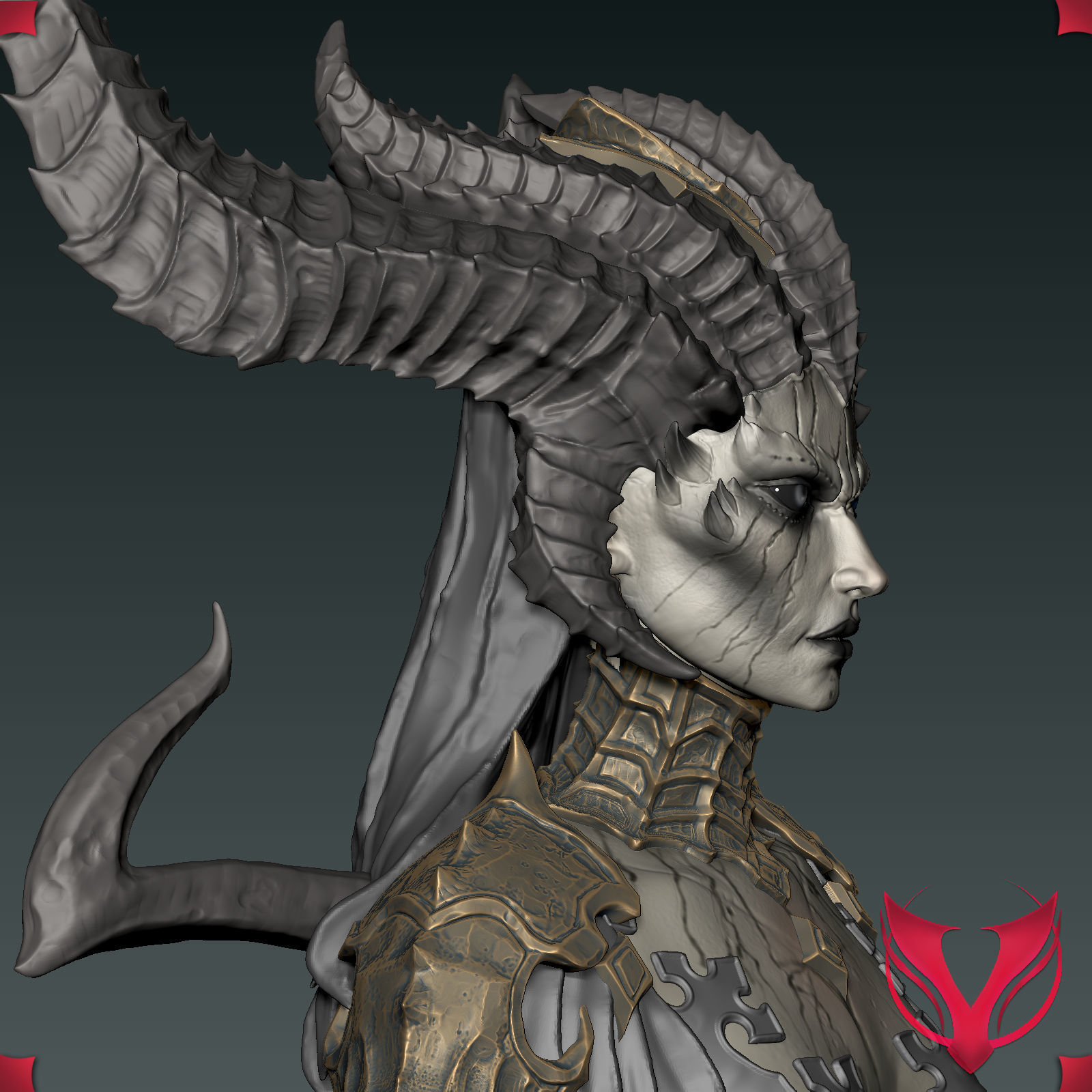 Lilith Bust 3D print model_2