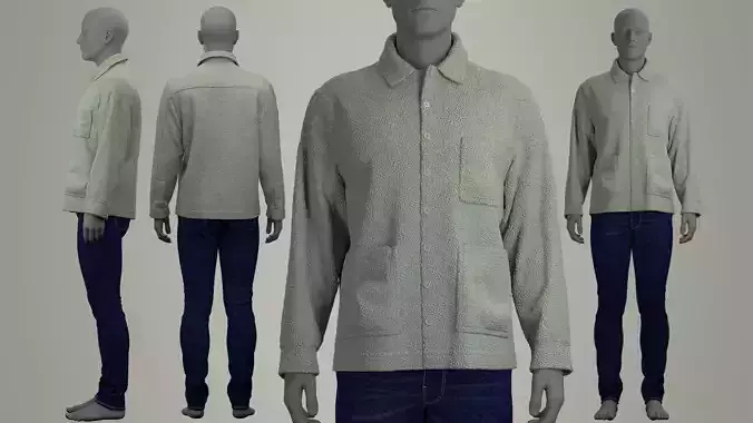 Sherpa Shirt and Jeans for Man 3D model