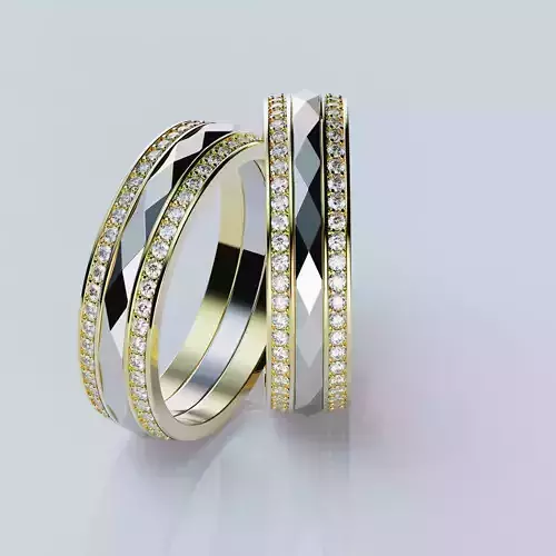 Facette Wedding Band Rings Style All Sizes Collection version 2