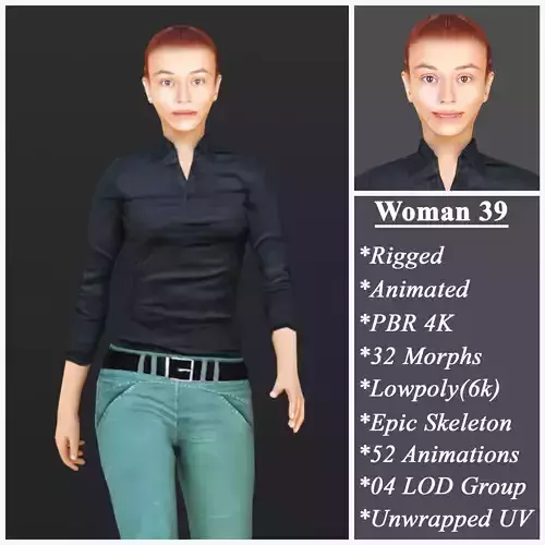 Woman 39 With 52 Animations 32 Morphs