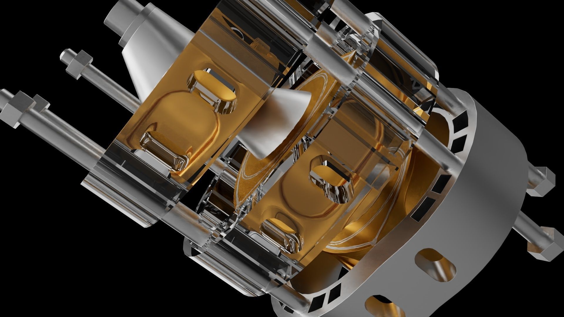 Three combustion chambers 3D print model_1