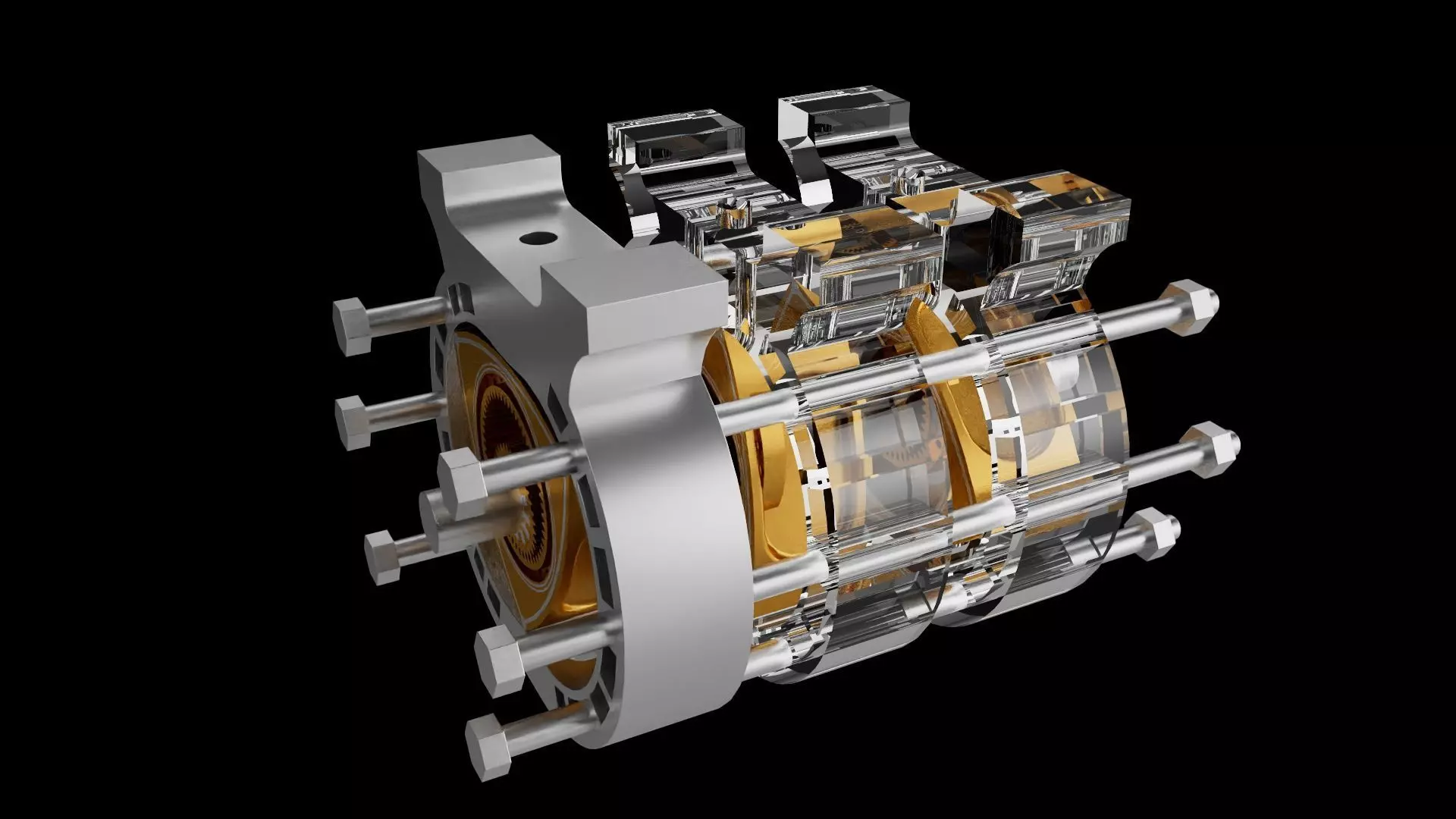 Three combustion chambers 3D print model_0