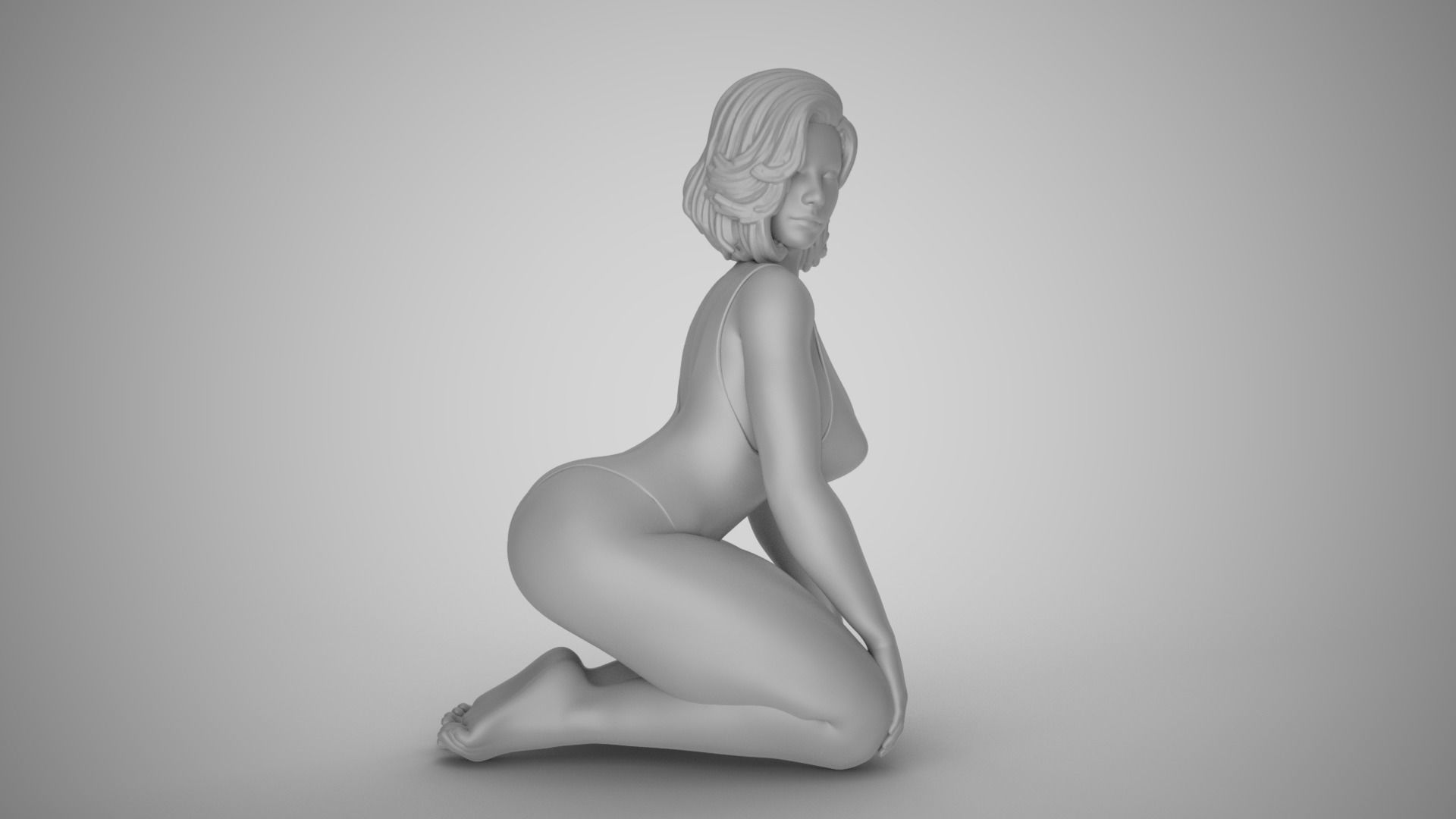 Kneeling Woman 3D print model_3