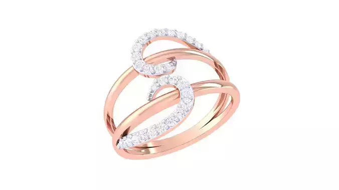 Wire High Jewelry Diamond Cocktail Ring 3dm stl obj mtl