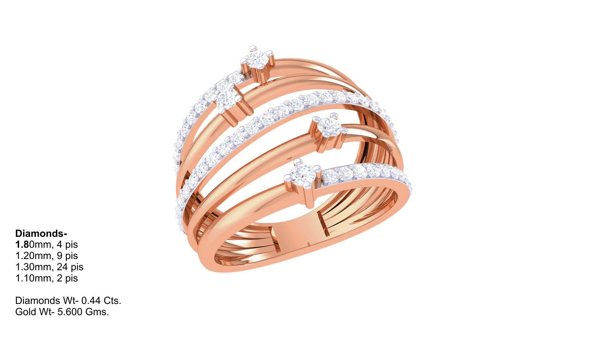 Wire High Jewelry Diamond Cocktail Ring 3dm stl obj mtl 3D print model_3