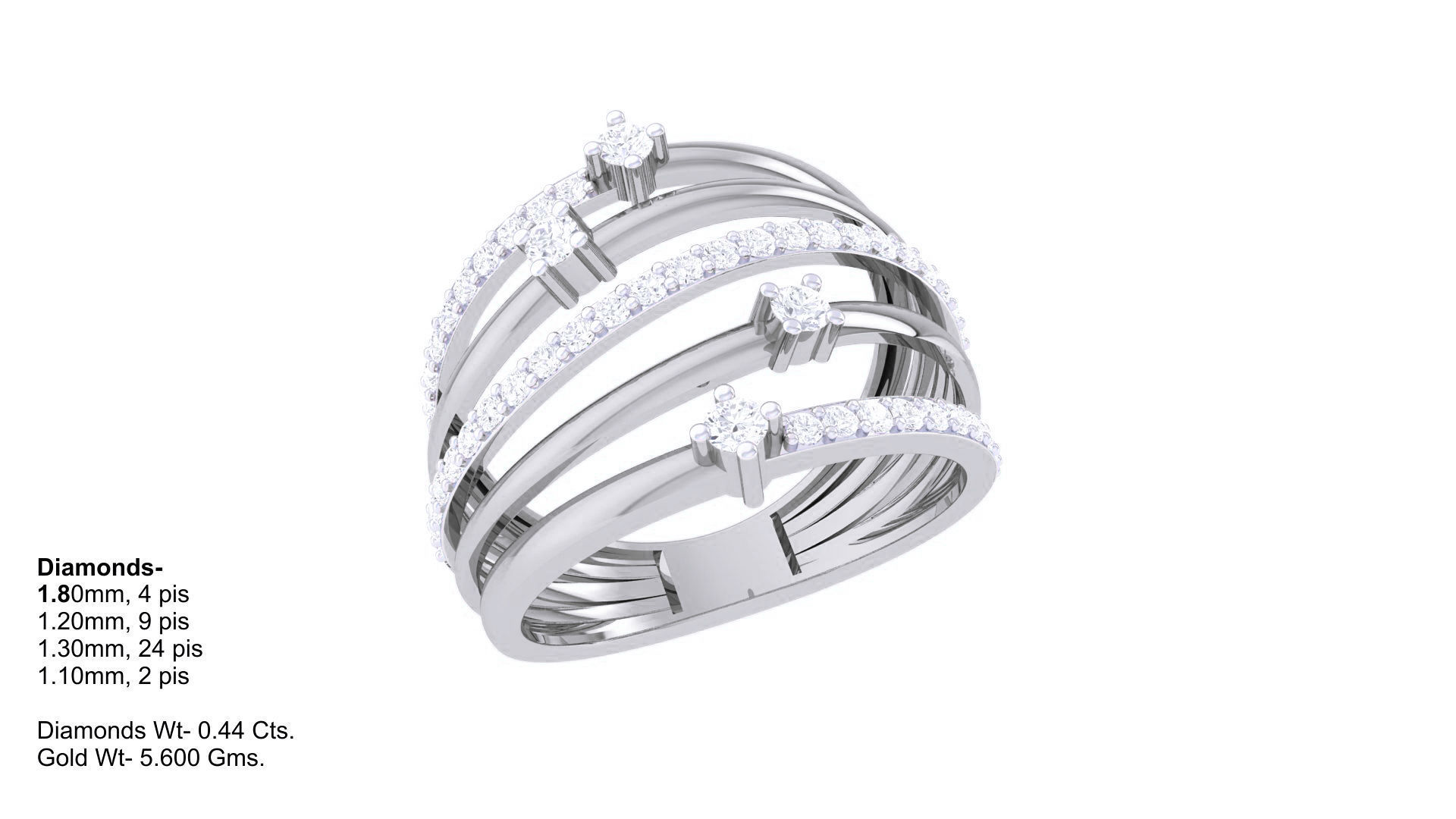 Wire High Jewelry Diamond Cocktail Ring 3dm stl obj mtl 3D print model_2